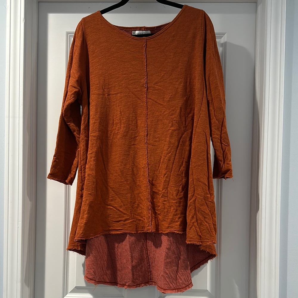Plus Size SOFT Rust Asymmetrical  Tunic North Star Base Bust 48 Holiday Exlectic